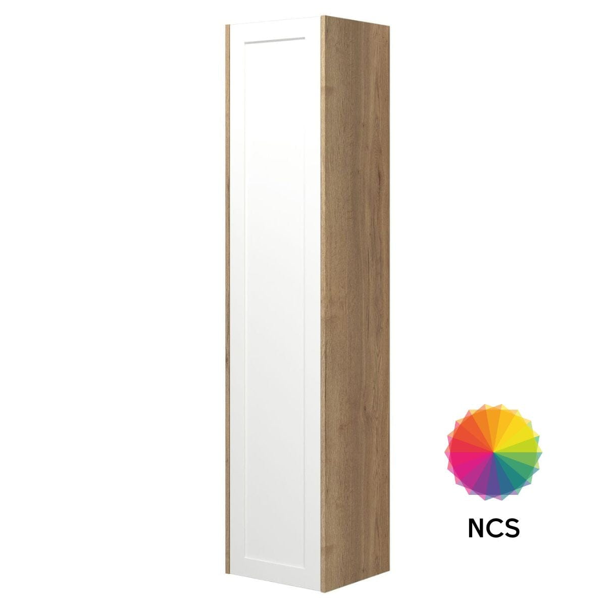Dansani Inzo Ramme Høyskap Slim 1 dør Natur eik/NCS farge / 40cm Versjon A / Venstre hengslet Dansani Høyskap bad DA-T20-3292
