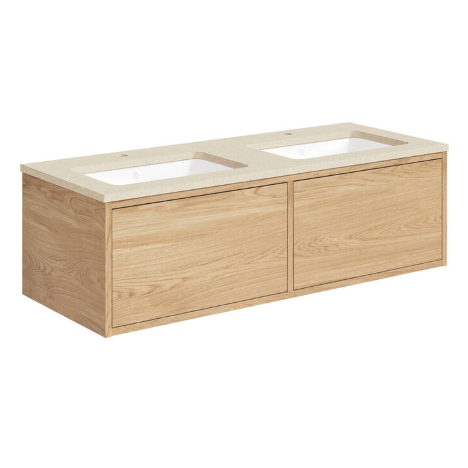 Gustavsberg Ducentic Servantskap med Benkeplate Lys eik / 120cm dobbel / Beige royal 1 hull for kran Gustavsberg Servantskap GRO-GB71DCVU12ARCC2100