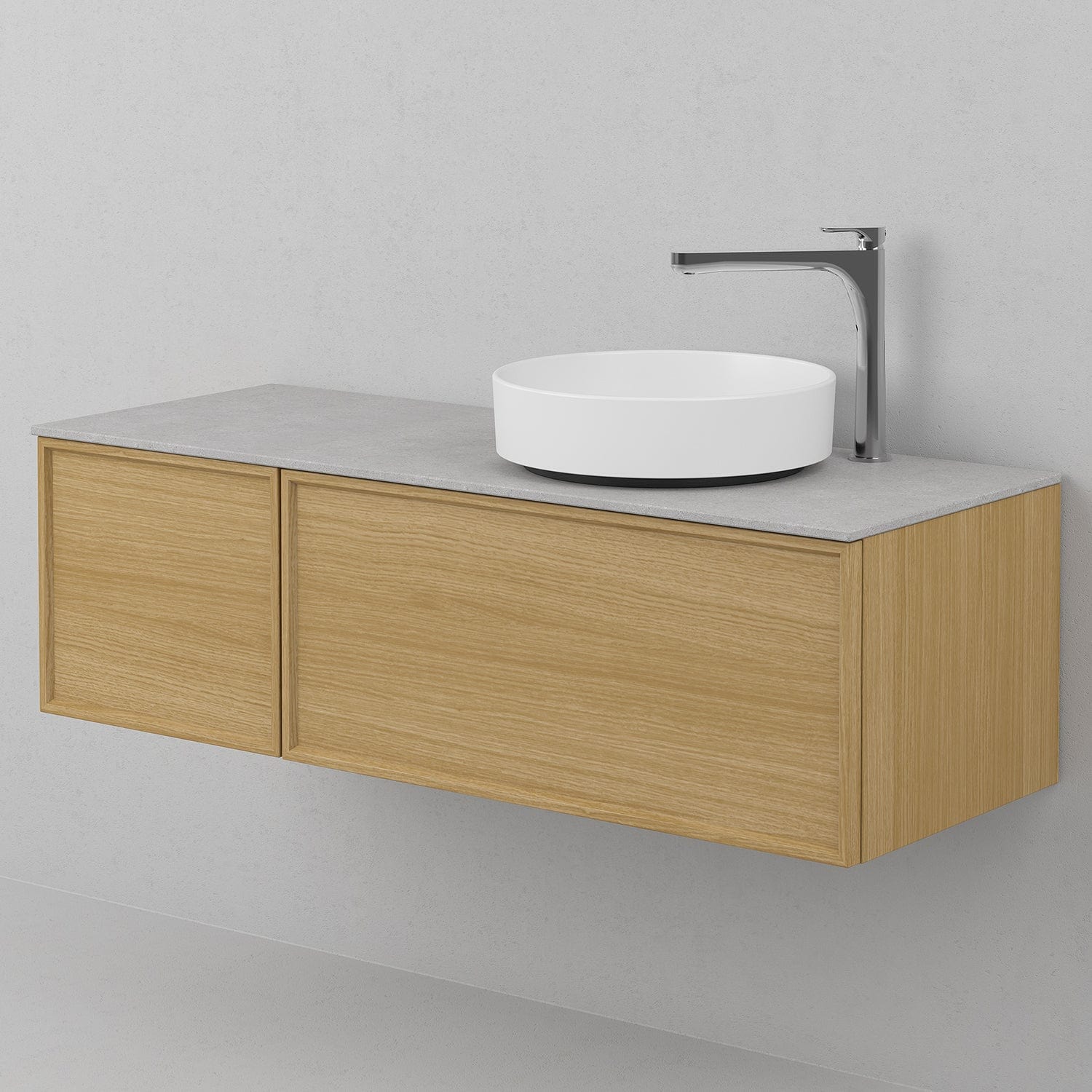 INR Air Wood Servantskap Hel front med 2 Skuffer og 1 Dør H350xD450mm Natural oak / 120cm / Venstre INR Iconic Nordic Rooms Servantskap INR-363534