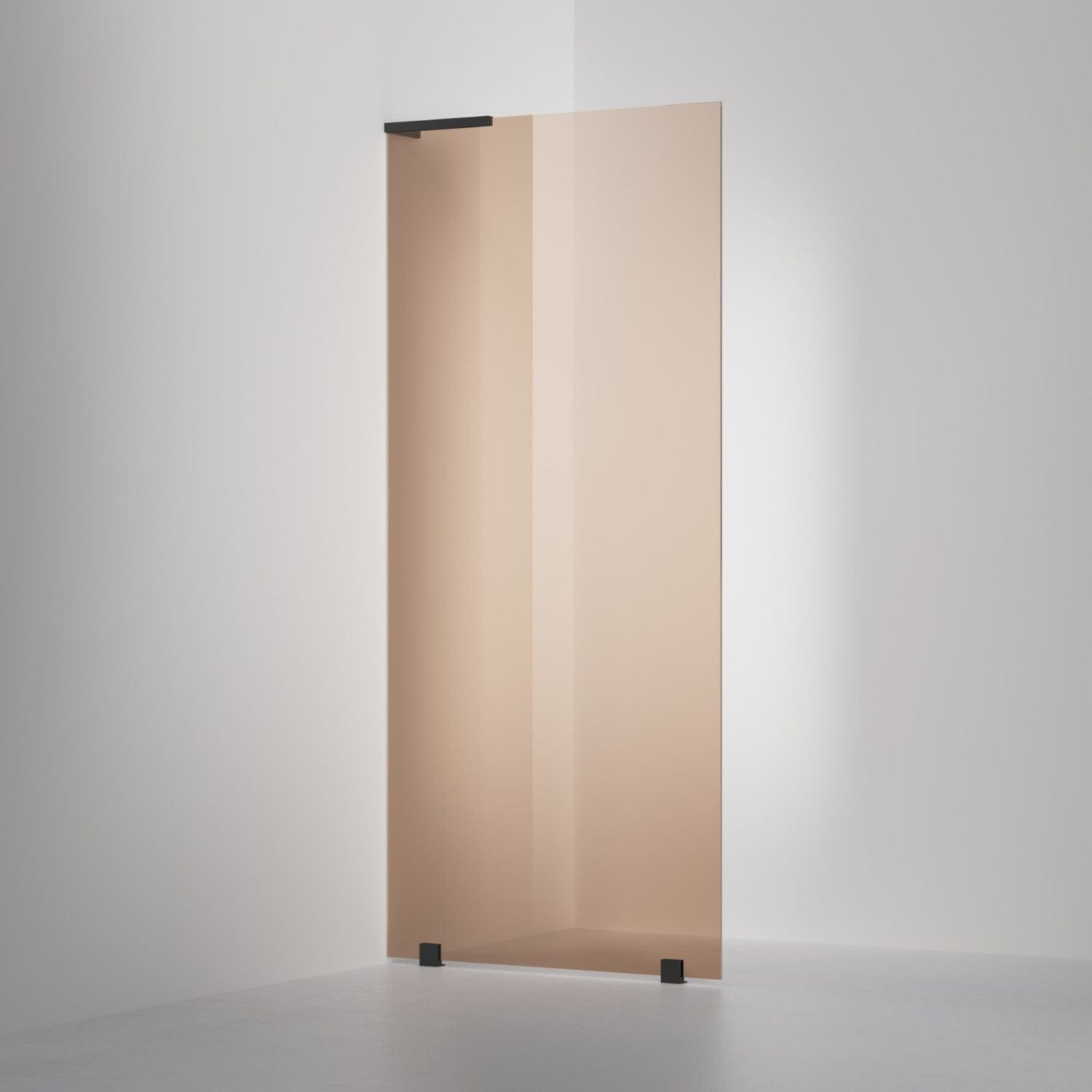 INR Dusjvegg ARC 20 Original Skjermvegg Måltilpasset Svart matt / Måltilpasset - venstre / Bronse glass INR Iconic Nordic Rooms Dusjvegg INR-120442100