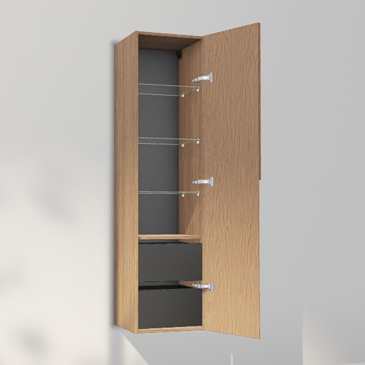 INR Grip 40/40 Høyskap med skuffer Natural oak / 40cm / Høyre INR Iconic Nordic Rooms Høyskap bad INR-395934H