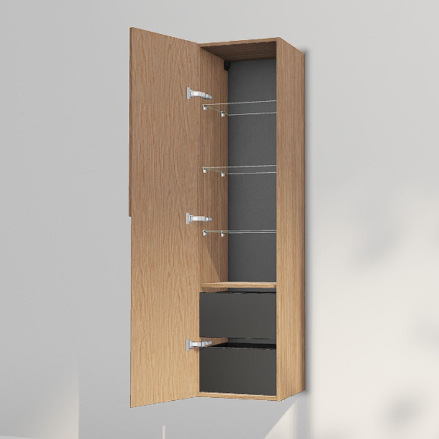 INR Grip 40/40 Høyskap med skuffer Natural oak / 40cm / Venstre INR Iconic Nordic Rooms Høyskap bad INR-395934V