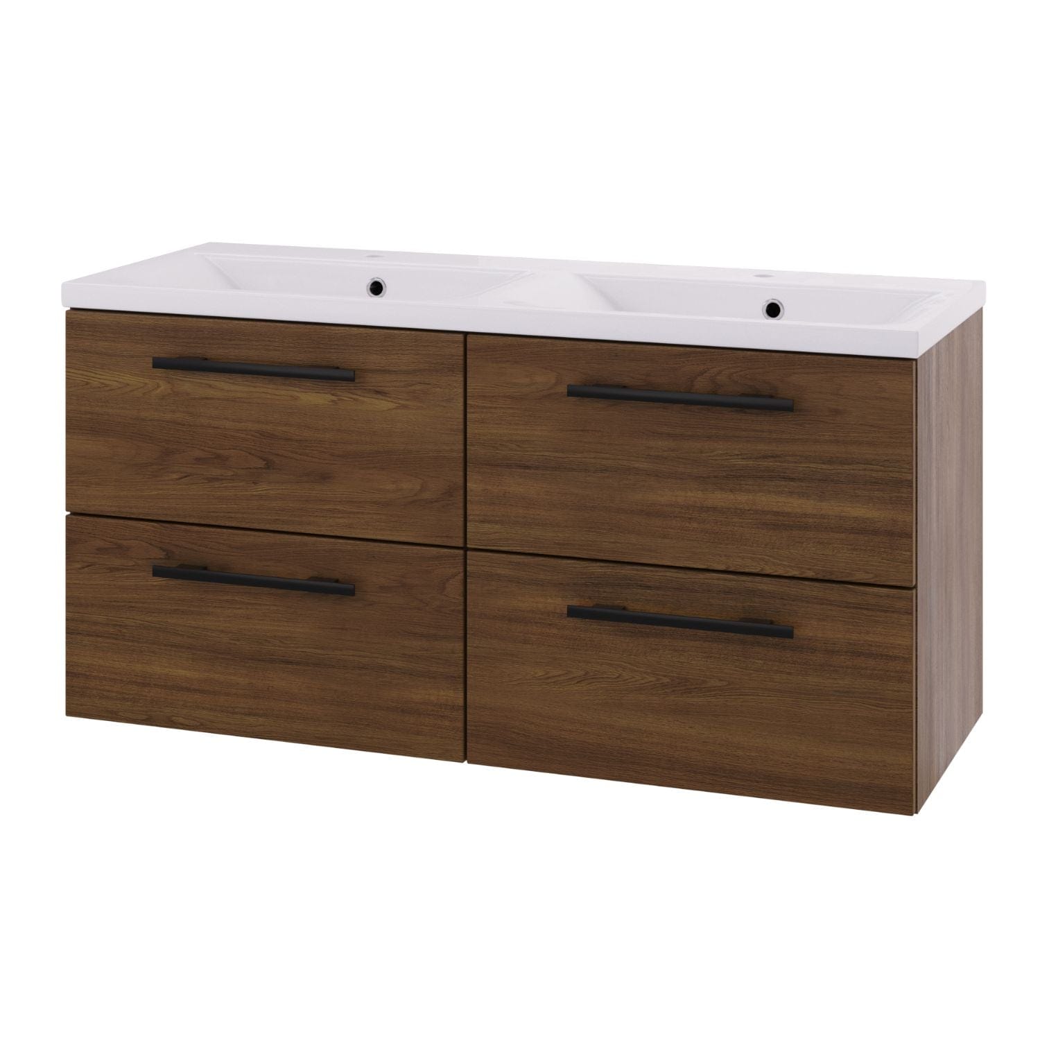 Linn Bad Ingrid D45cm Servantskap Mørk eik / 120cm dobbel 4skuff Linn Bad Servantskap LB-110812D4S