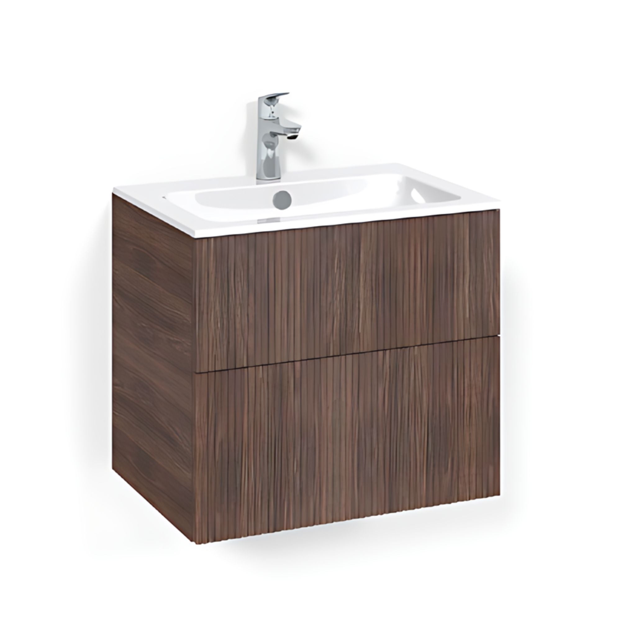 Macro Design CROWN Line/Push-open Servantskap 2 skuff - med LIGHT servant Brun ask / 60cm / Light 14 Macro Design Servantskap BUN-FSK60BLL14