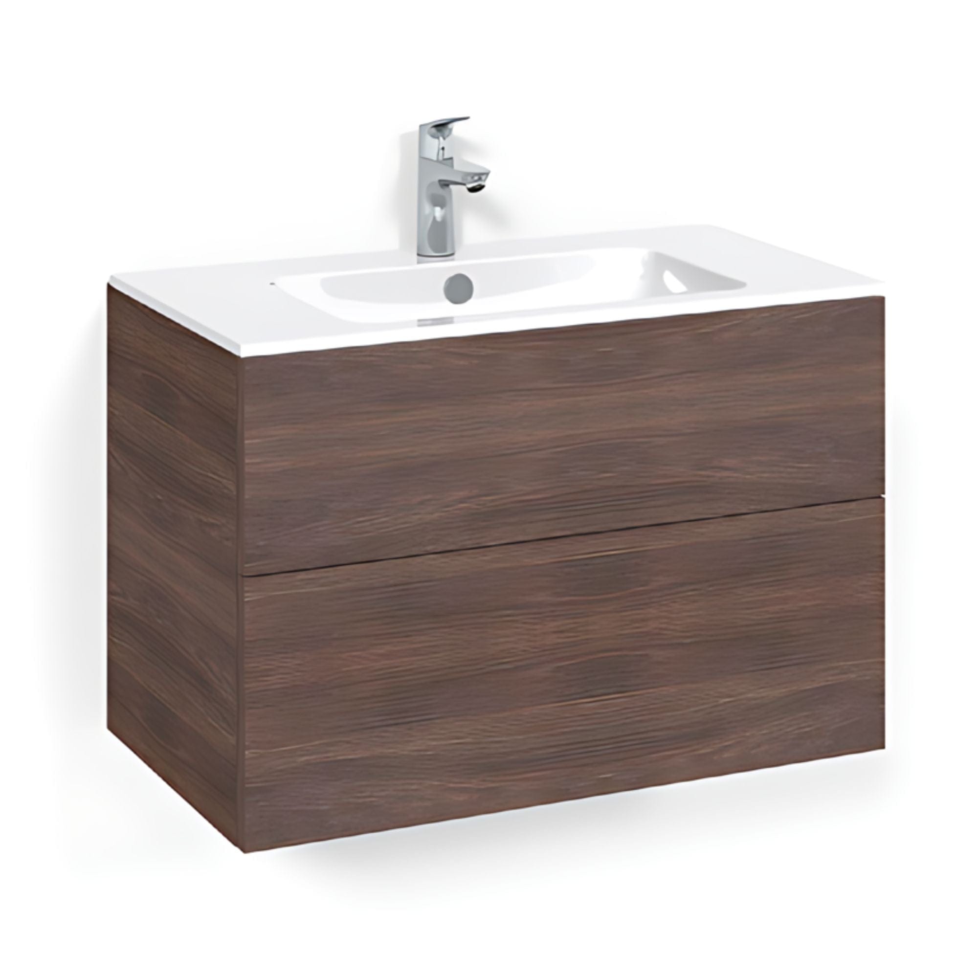 Macro Design CROWN Plain/Push-open Servantskap 2 skuff - med LIGHT servant Brun ask / 80cm / Light 14 Macro Design Servantskap BUN-FSK80BPL14
