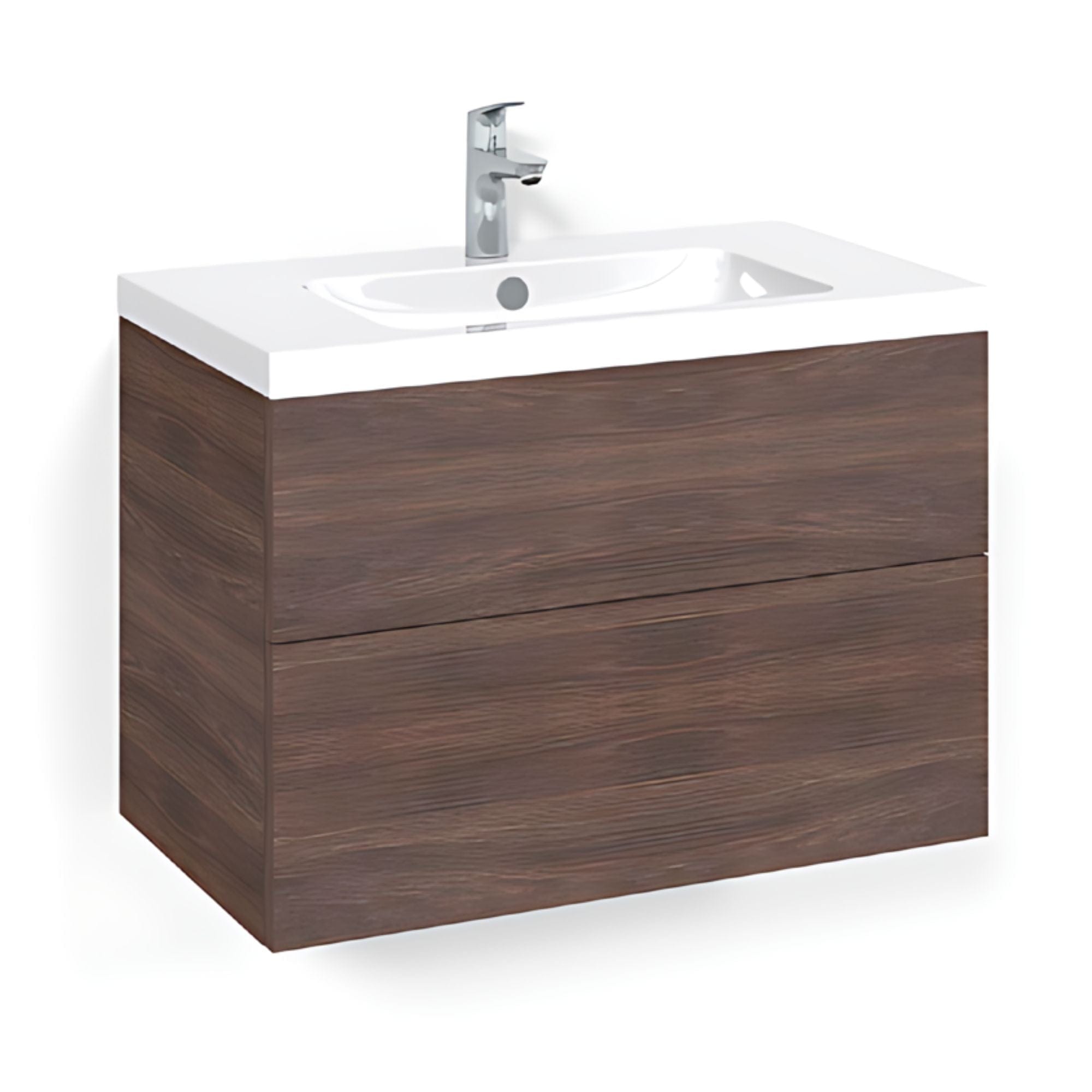 Macro Design CROWN Plain/Push-open Servantskap 2 skuff - med LIGHT servant Brun ask / 80cm / Light 45 Macro Design Servantskap BUN-FSK80BPL45