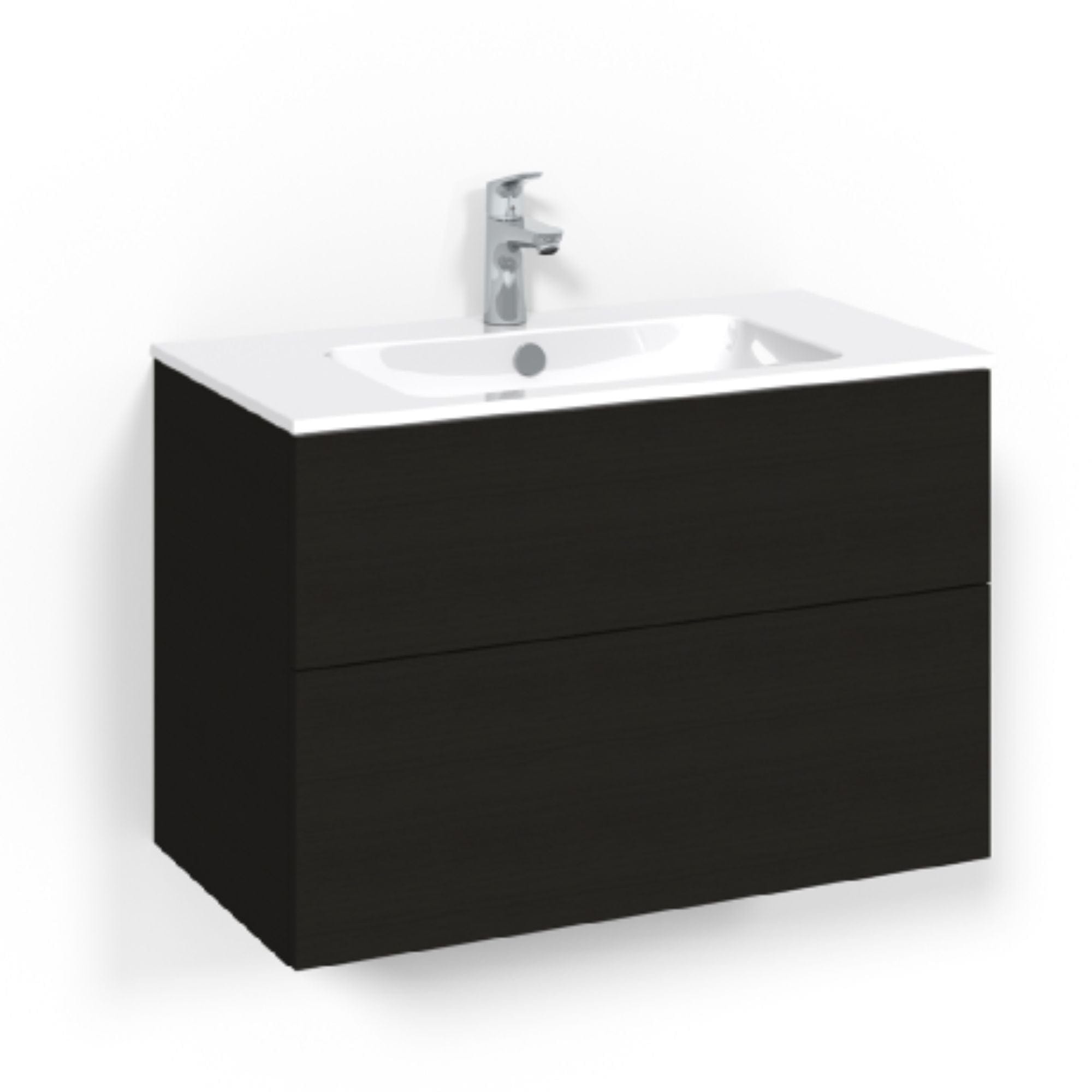 Macro Design CROWN Plain/Push-open Servantskap 2 skuff - med LIGHT servant Svart eik / 80cm / Light 14 Macro Design Servantskap BUN-FSK80SPL14