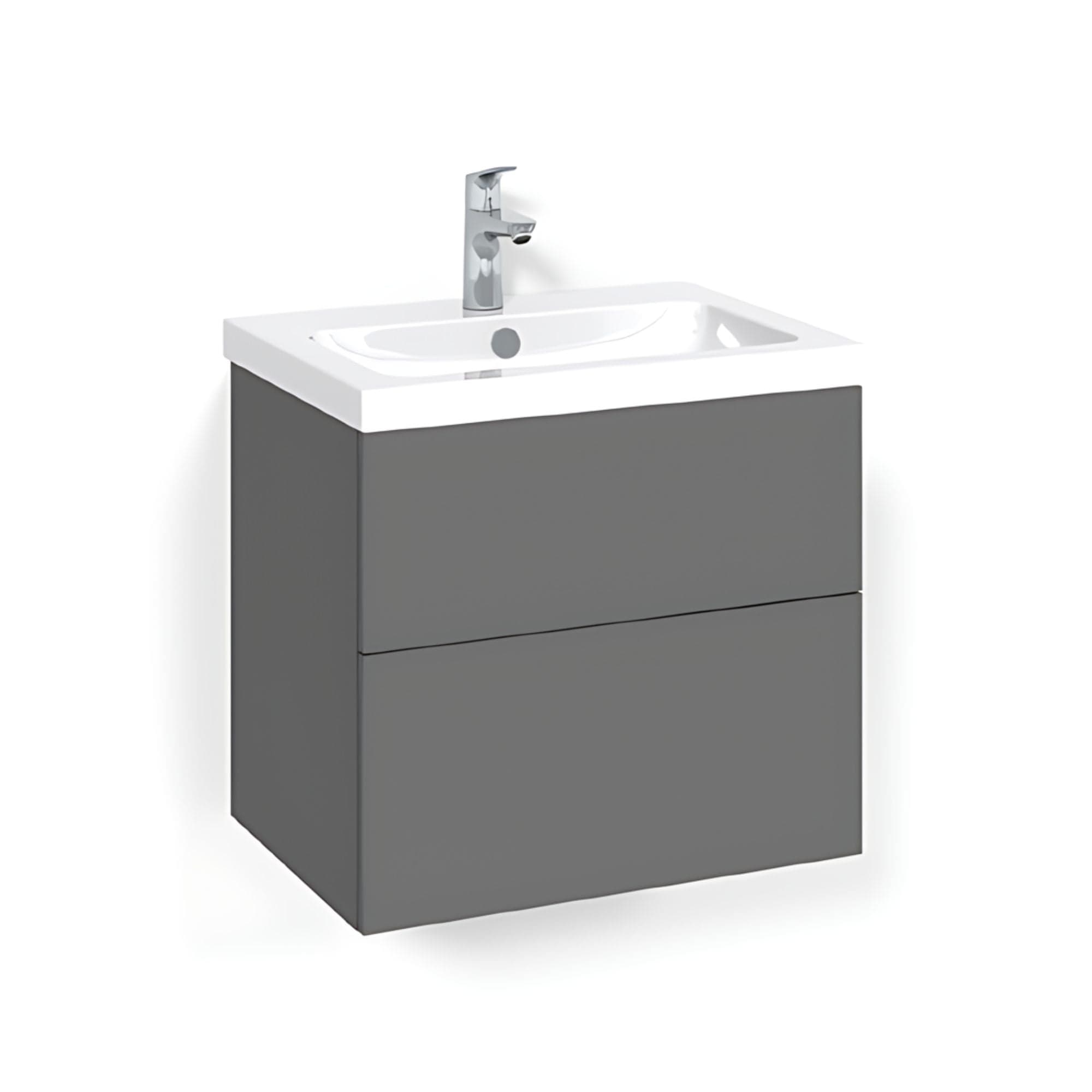 Macro Design CROWN Plain Servantskap 2 skuff - med LIGHT servant Antrasitt / 60cm / Light 45 Macro Design Servantskap BUN-FSK60APL45