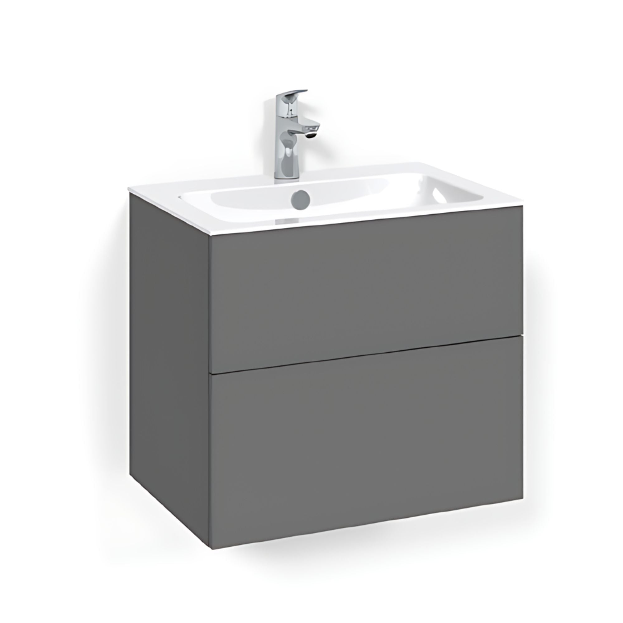 Macro Design CROWN Plain Servantskap 2 skuff - med LIGHT servant Antrasitt / 60cm / Light 8 Macro Design Servantskap BUN-FSK60APL8
