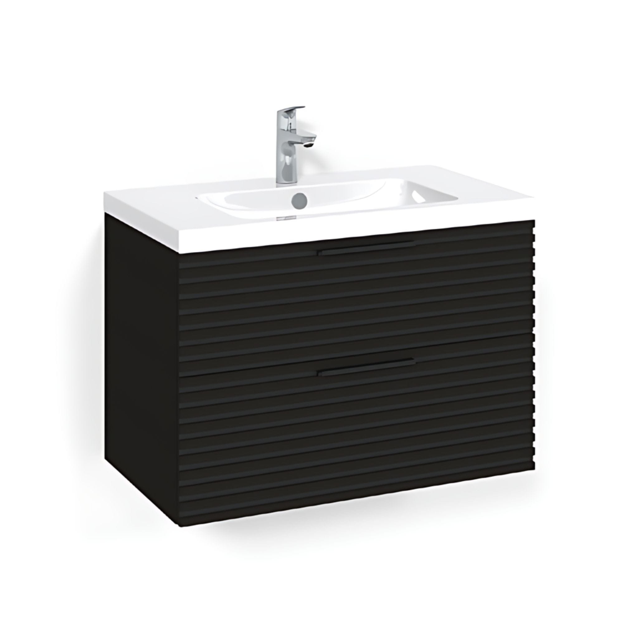 Macro Design CROWN Stripe Servantskap 2 skuff Svart eik / 80cm / Light 45 Macro Design Møbelpakke bad BUN-FSK80SZL45