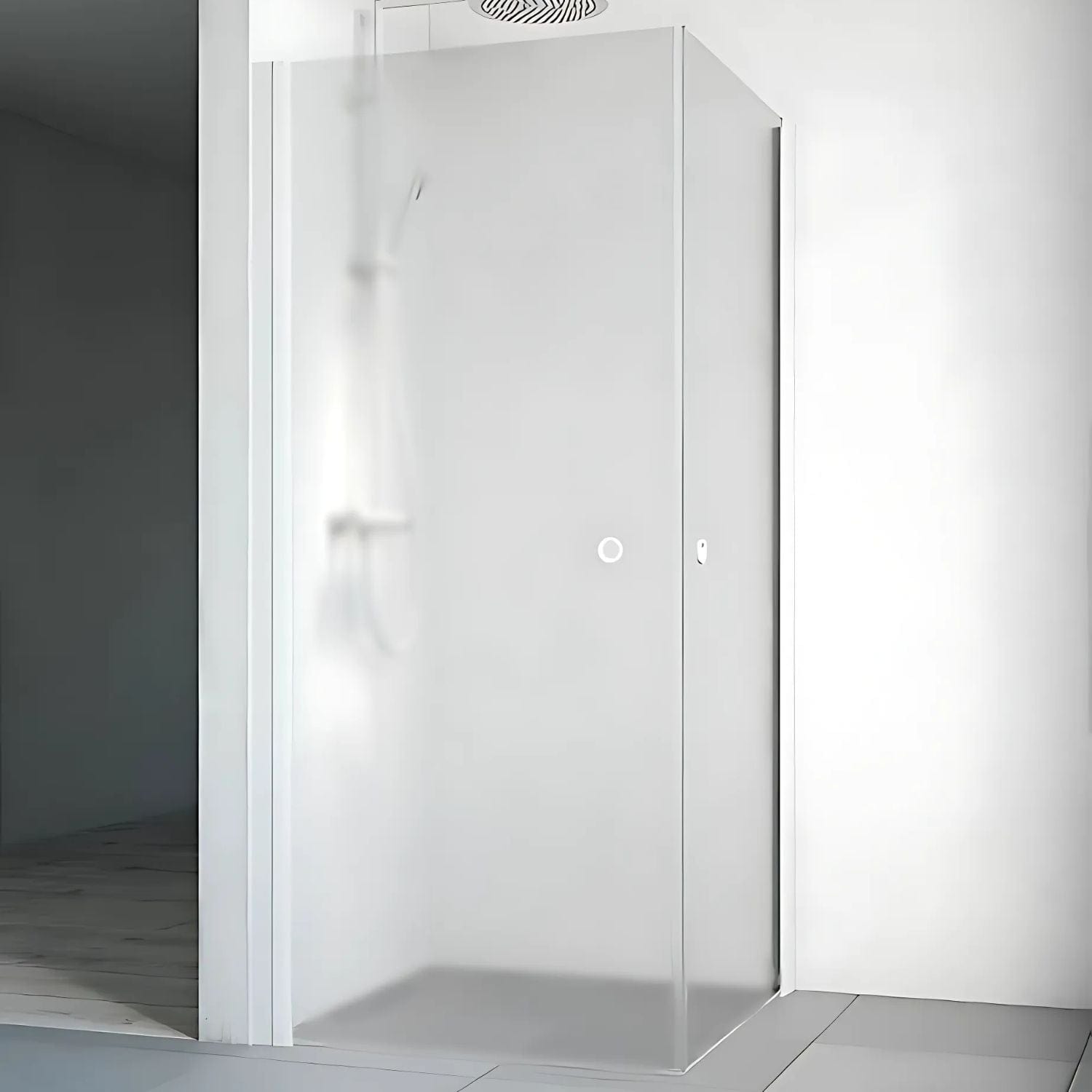 Macro Design SPIRIT Dusjhjørne Rett med knott Hvit matt / 70x70cm / Ice glass Macro Design Dusjhjørne BUN-DHSIV707IC