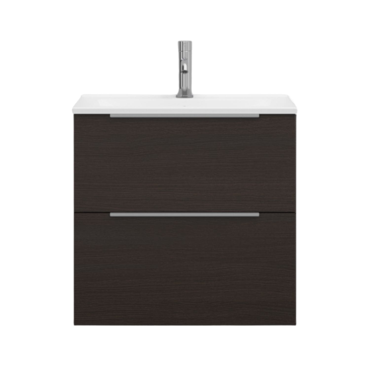 Svedbergs STILLA Slim D35 Servantskap med 2 skuff Mørk eik / 60cm / Integrert håndtak alu Svedbergs Servantskap SV-560353