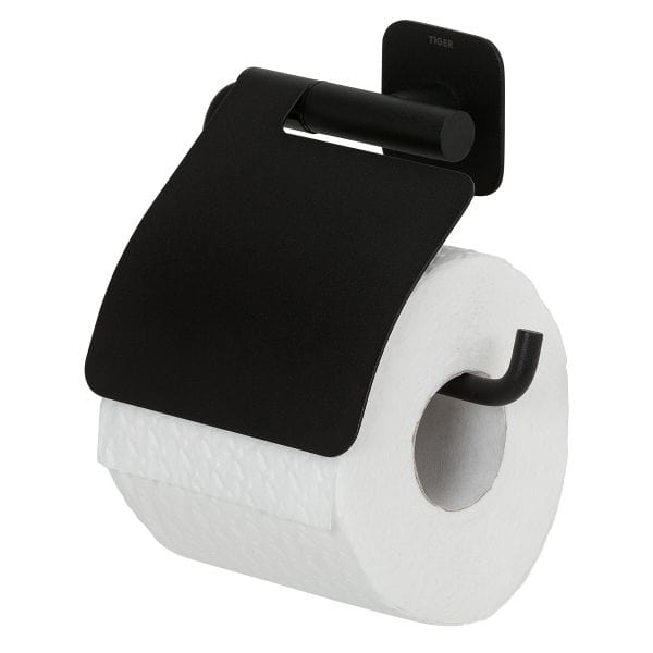 Tiger Colar toalettrullholder med lokk Svart matt Tiger Toalettrullholder CO-T314112