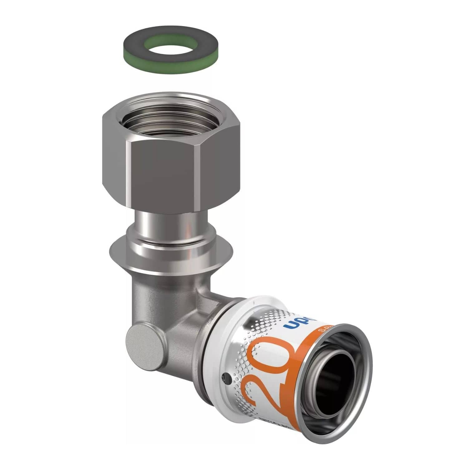 Uponor S-Press Plus Albue med Løpemutter 20mm-1/2" Uponor Albue pressfitting HEI-5114534
