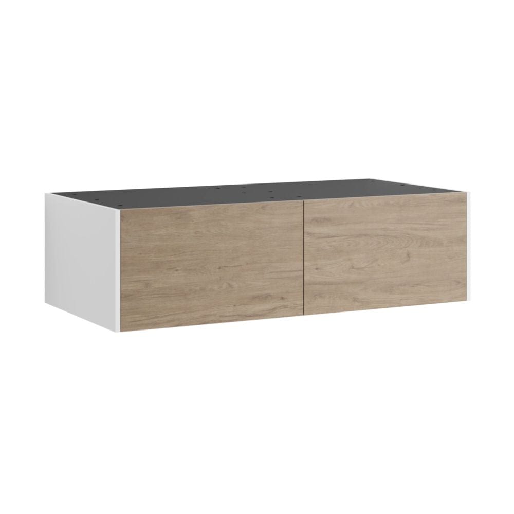 VikingBad Fay Slett Modul Dobbel Overskap Hvit matt/eik VikingBad Sideskap bad VB-119223