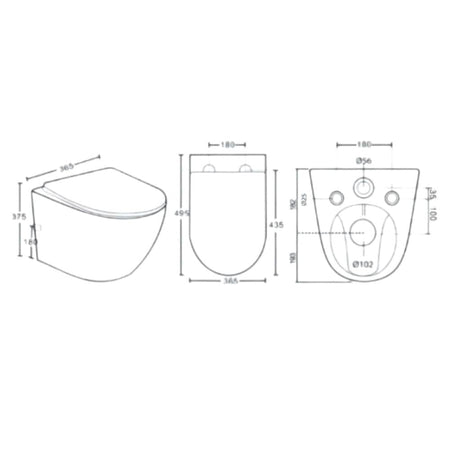 A-collection OMEA Rimless vegghengt toalett