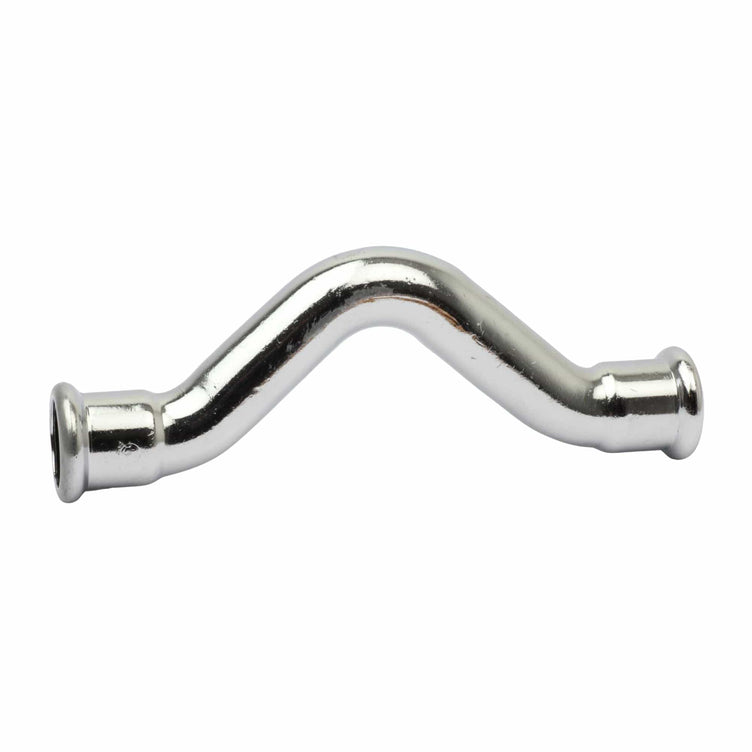 Altech CU S-bend Pressfitting - forkrommet med 2 muffe