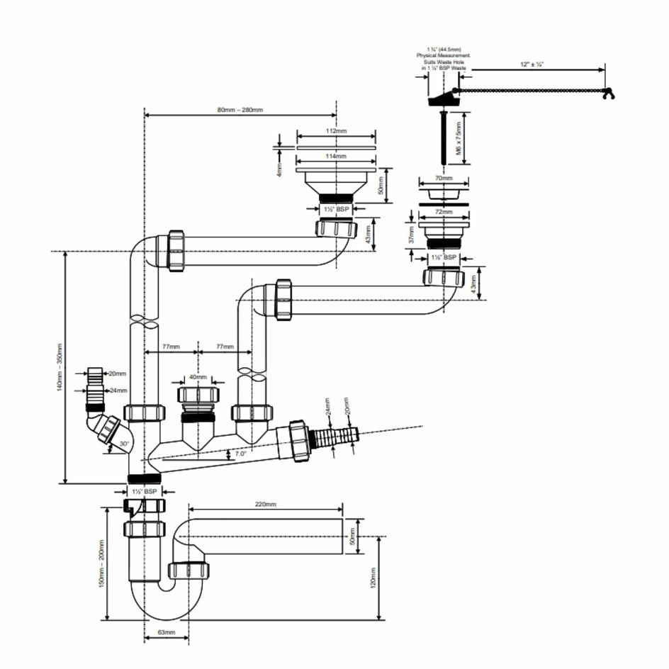 Altech Vannlås 114/72mm for dobbel kum U/K Altech Vannlås DAL-4520375