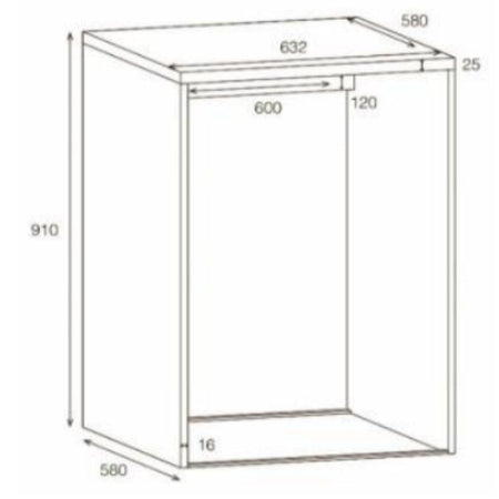 Alterna vaskerom: Ramme 63cm for skuff vaskemaskin