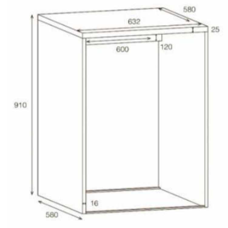 Alterna vaskerom: Ramme 63cm for skuff vaskemaskin