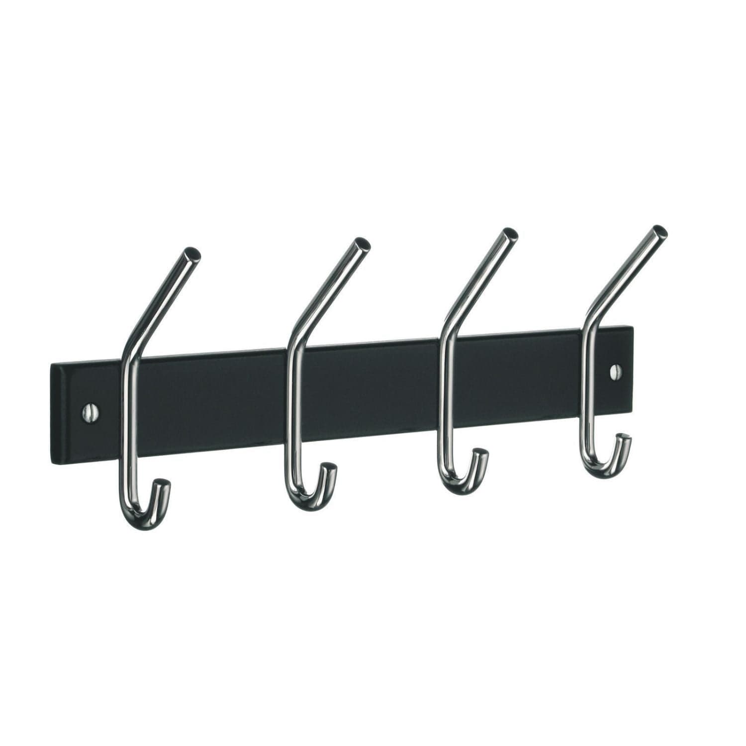 Beslagsboden 1014 Kroklist 4 Hattekroker Krom/svart Beslagsboden Knagger hus SM-BB1014