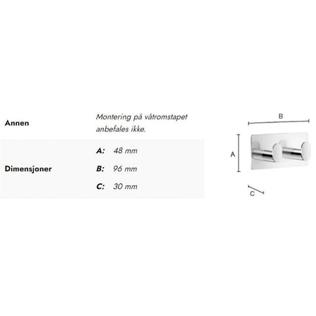 Beslagsboden Cube 456 Dobbel Krok Selvklebende
