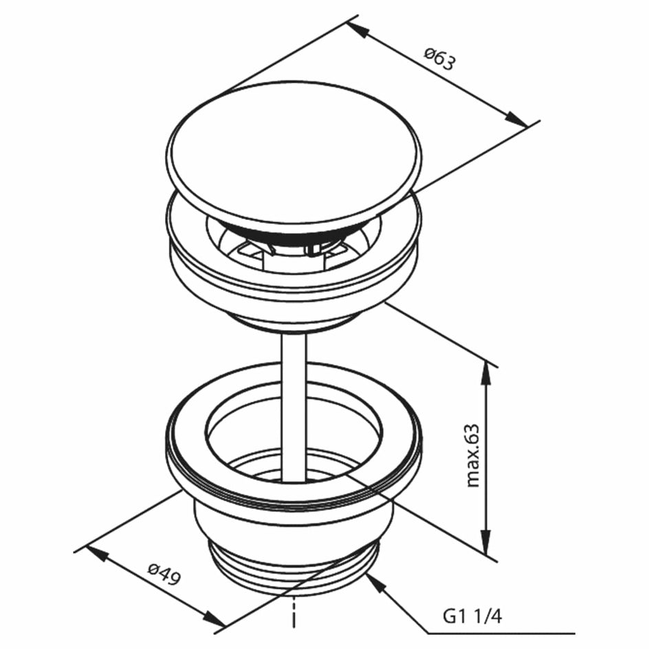 Damixa Klikkventil Ø63mm Damixa Tilbehør servant