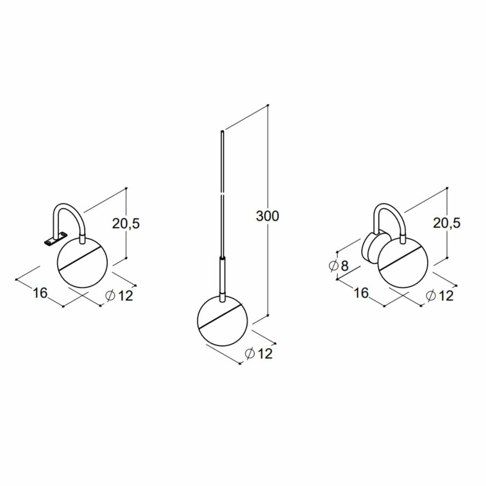 Dansani Bright lampe (3-i-1) LED Ø120mm Svart matt Dansani Baderomsbelysning DA-190304490