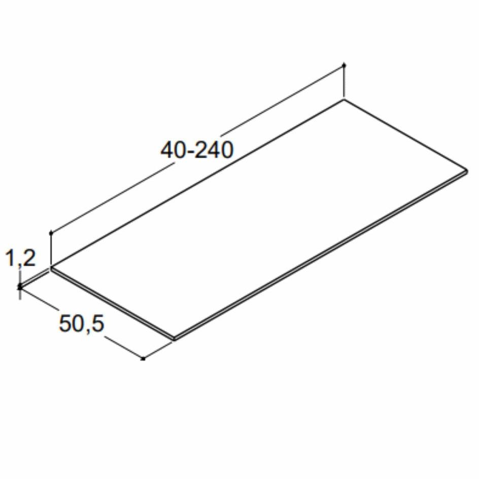 Dansani Calidris Shape Topplate D50,5 B40-240cm Dansani Benkeplate bad