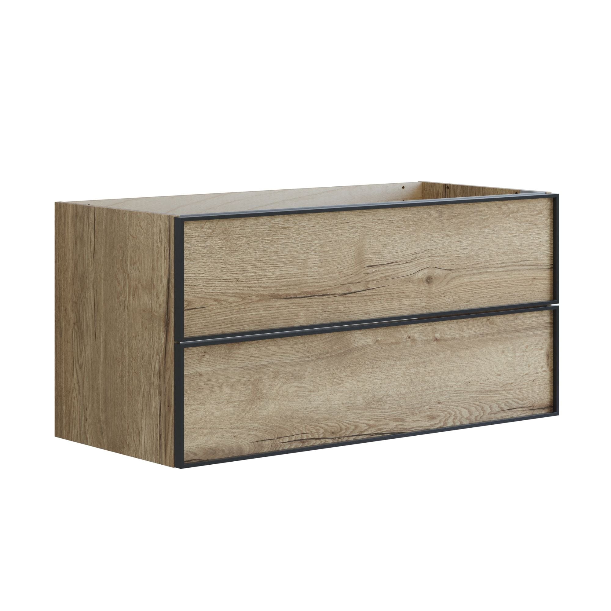 Dansani Inzo Alu-ramme Svart Servantskap 2 Skuff H48cm Natur eik / 100cm Dansani Servantskap DA-U21-8049