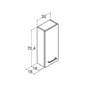 Dansani MIDO+ Glatt Overskap 1 dør B30xH70xD19cm