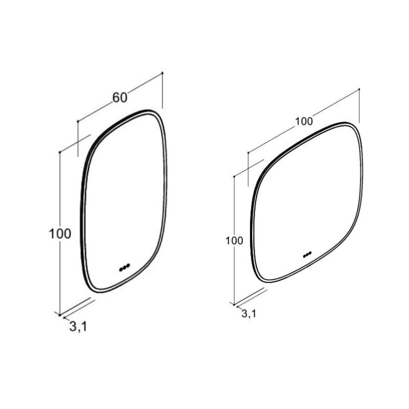Dansani Squircle Speil med Lys og Lysstyring Dansani Baderomsspeil