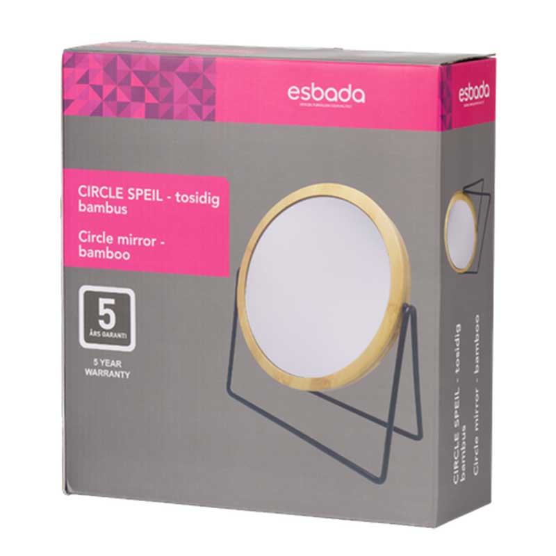 Esbada Circle speil Ø20cm 5x bambus/matt sort Esbada CO-