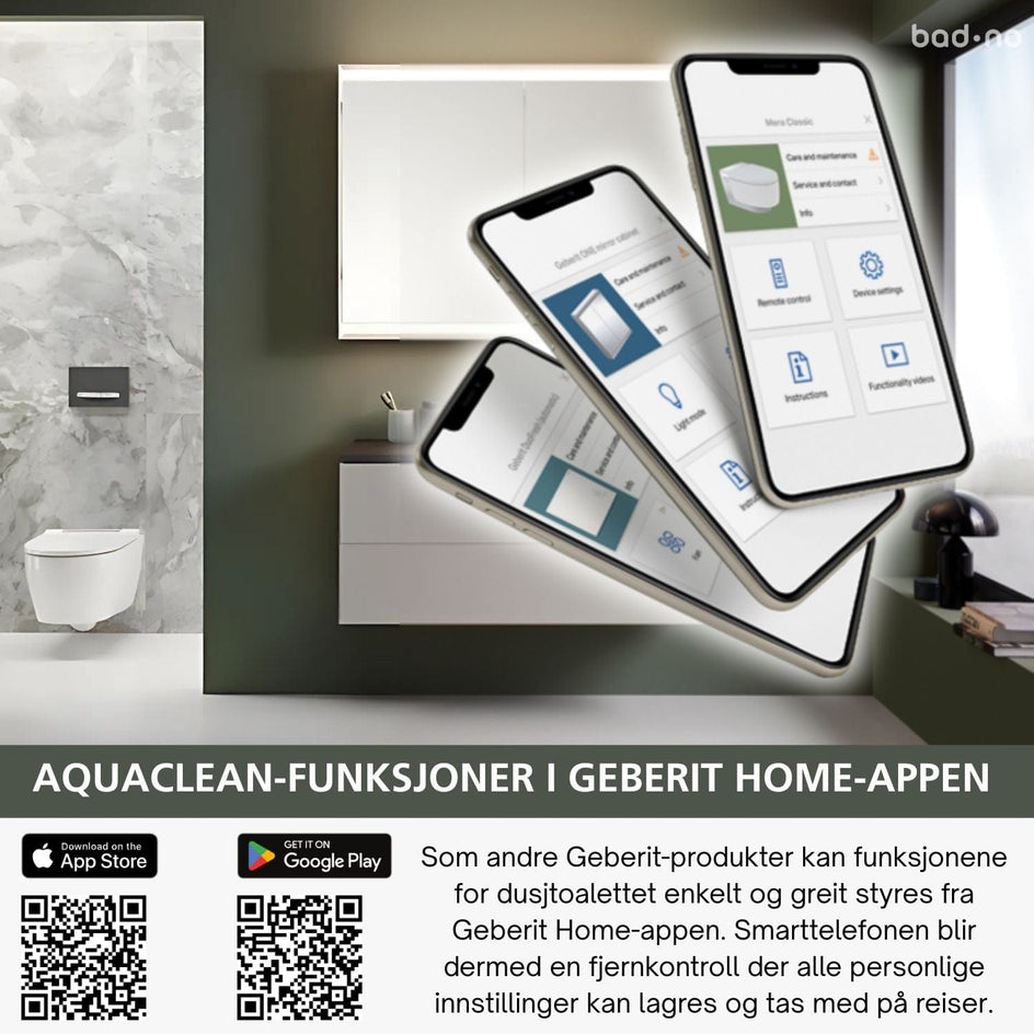 Geberit AquaClean Mera Comfort Vegghengt toalett Geberit Dusjtoalett
