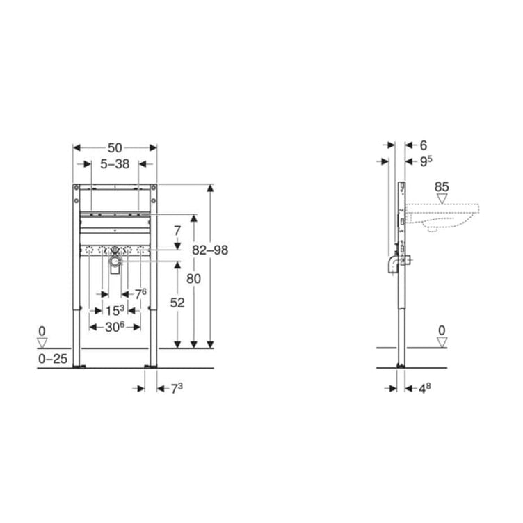 Geberit Duofix servantelement 82–98 cm stående armatur