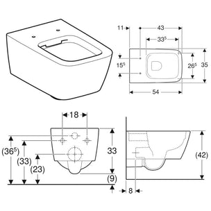 Geberit ICON Kantet Rimfree Veggskål Uten toalettsete