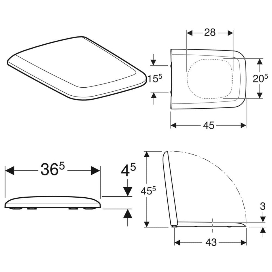 Geberit iCon Square Toalettsete Hvit Geberit Toalettsete GRO-1084109