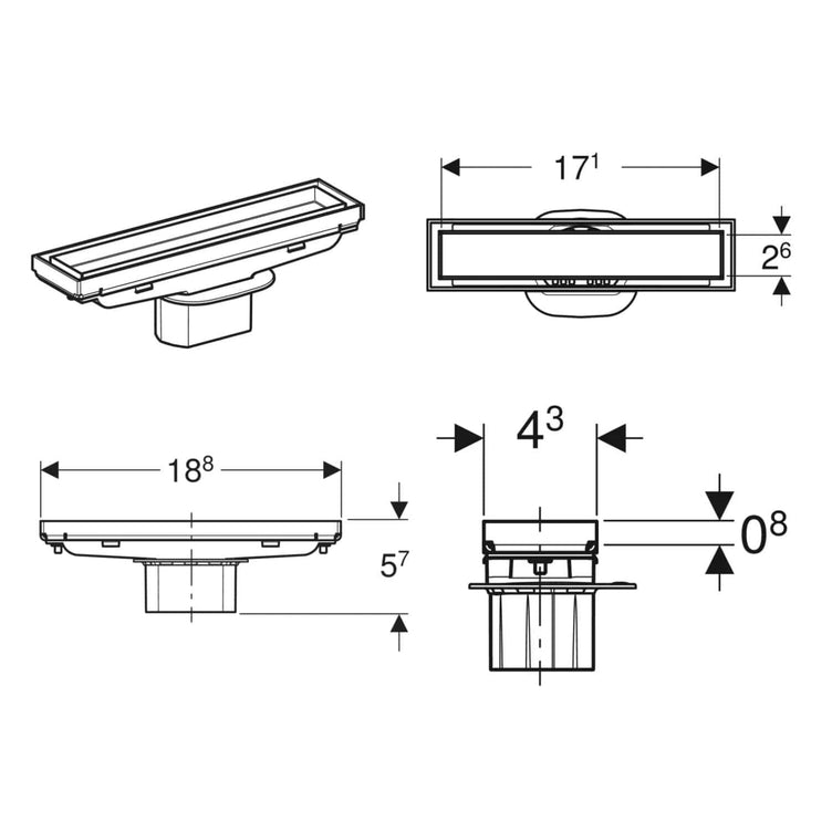 Geberit Slukrenne for flisinnlegg CleanLine