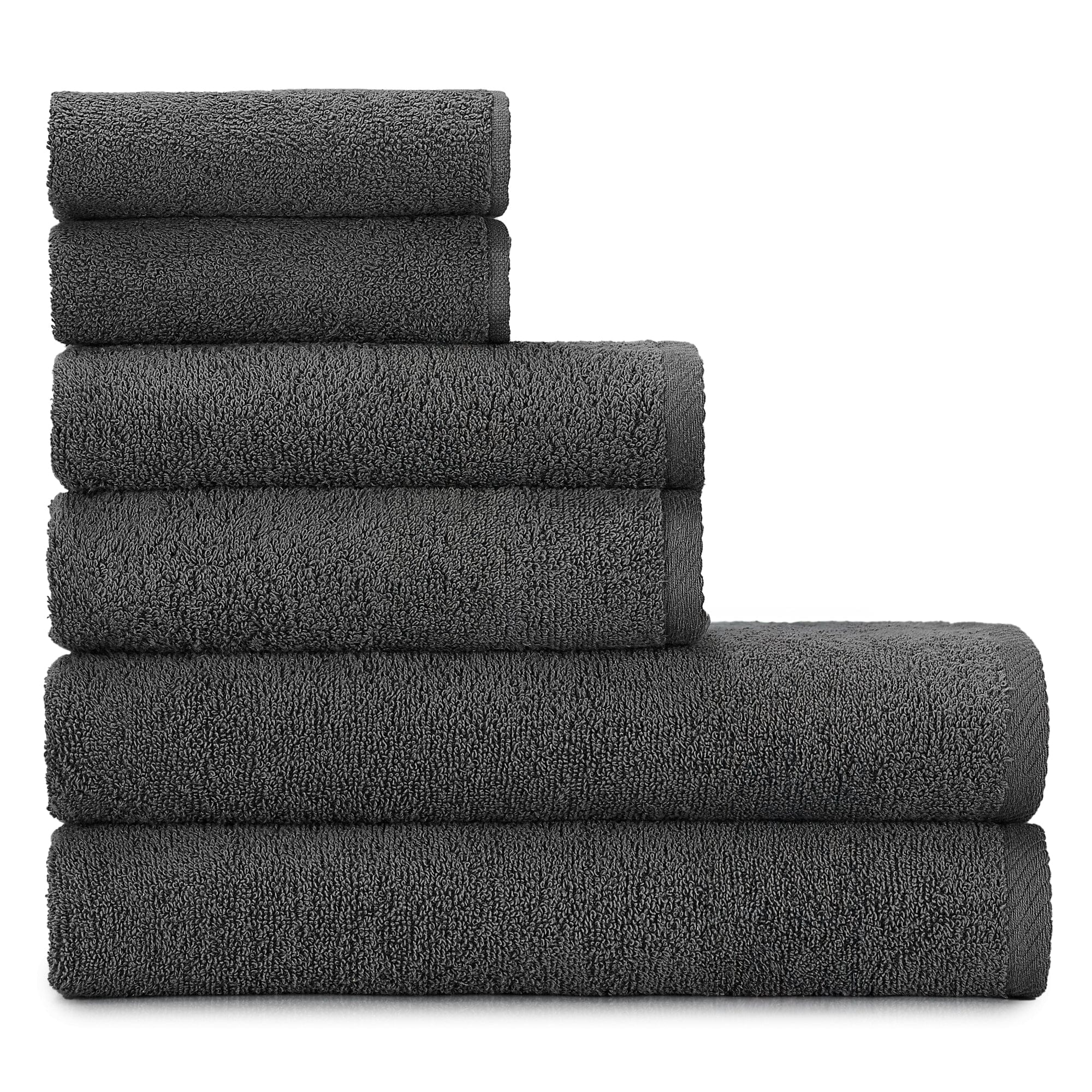 HeiHus FLUFFY Håndklepakke Mørk grå / 6-pakning (2XL+2L+2M) HeiHus Håndklesett BUN-TFYDGY4PAK