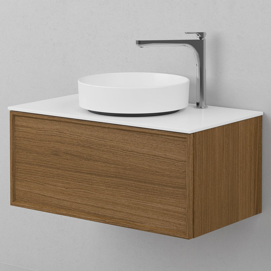 INR AIR Benkeplate Kvartskompositt med hull til servantbatteri H12xD455mm INR Iconic Nordic Rooms Benkeplate bad