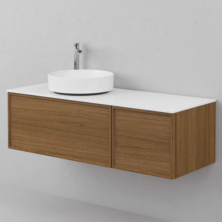 INR AIR Benkeplate Kvartskompositt med hull til servantbatteri H12xD455mm INR Iconic Nordic Rooms Benkeplate bad