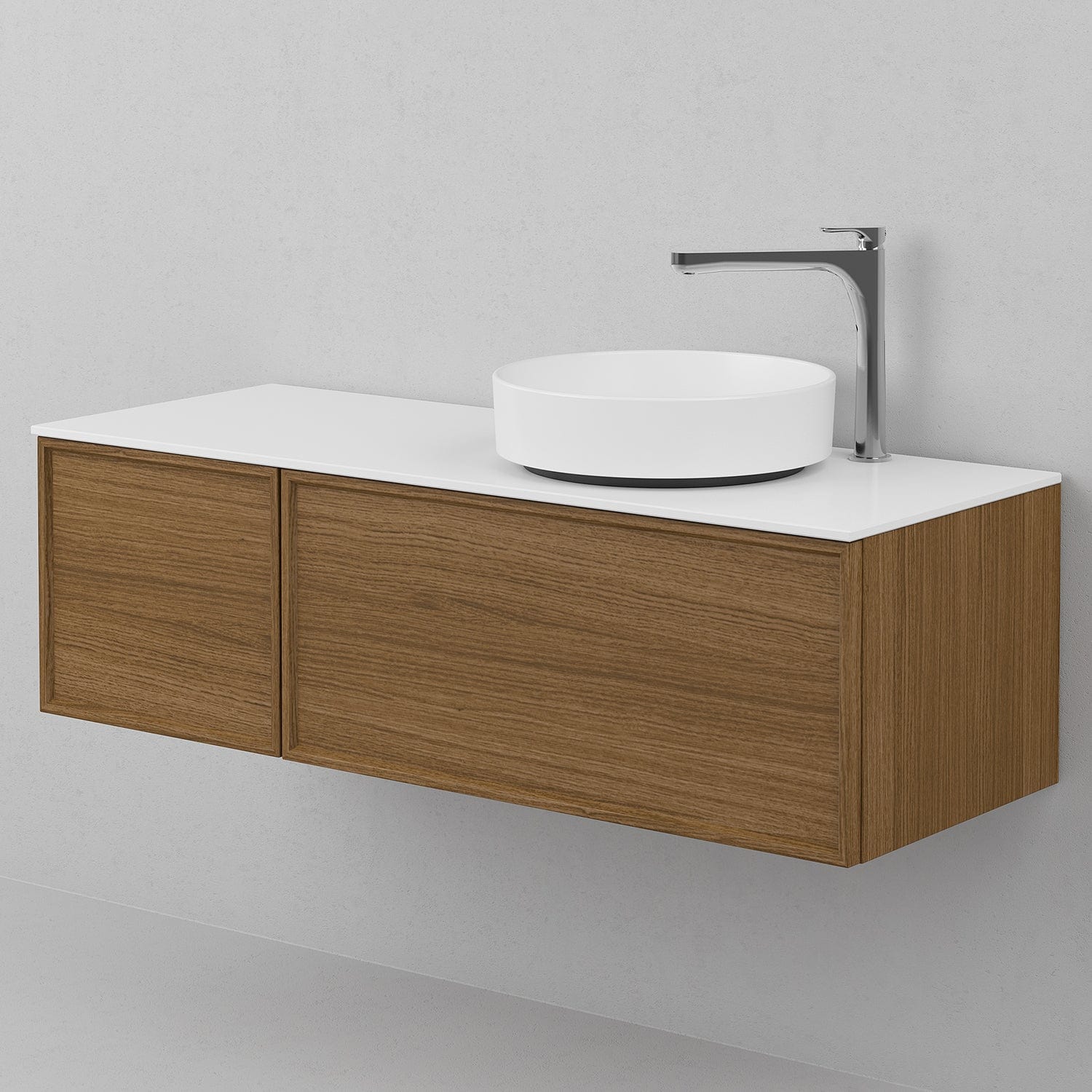 INR Air Wood Servantskap Hel front med 2 Skuffer og 1 Dør H350xD450mm Dark oak / 120cm / Venstre INR Iconic Nordic Rooms Servantskap INR-363538