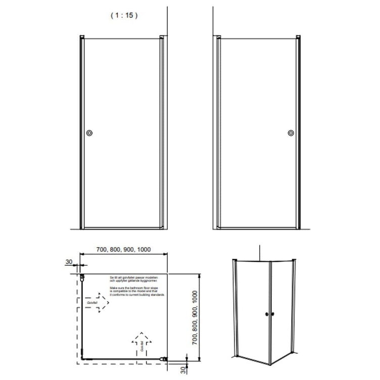 INR Dusjhjørne LINC ANGEL Safetech Glass
