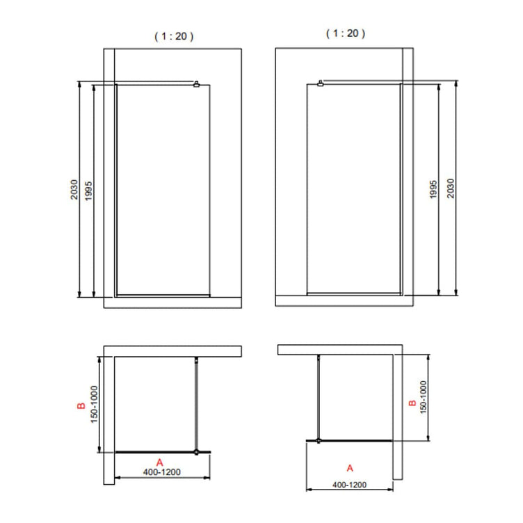 INR Dusjvegg ARC 20 Frame Måltilpasset