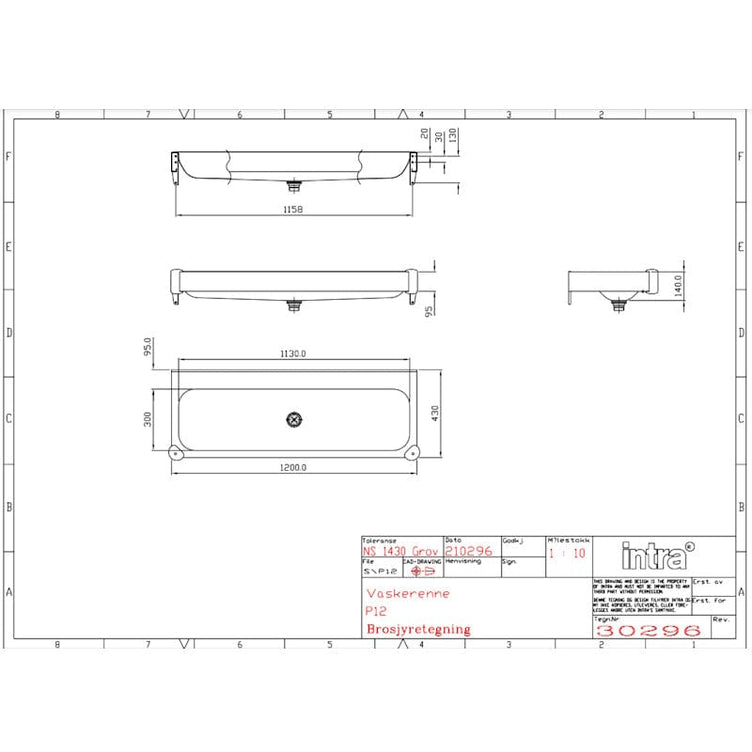 Intra vaskerenne P12 med bumpers. uten bakplate