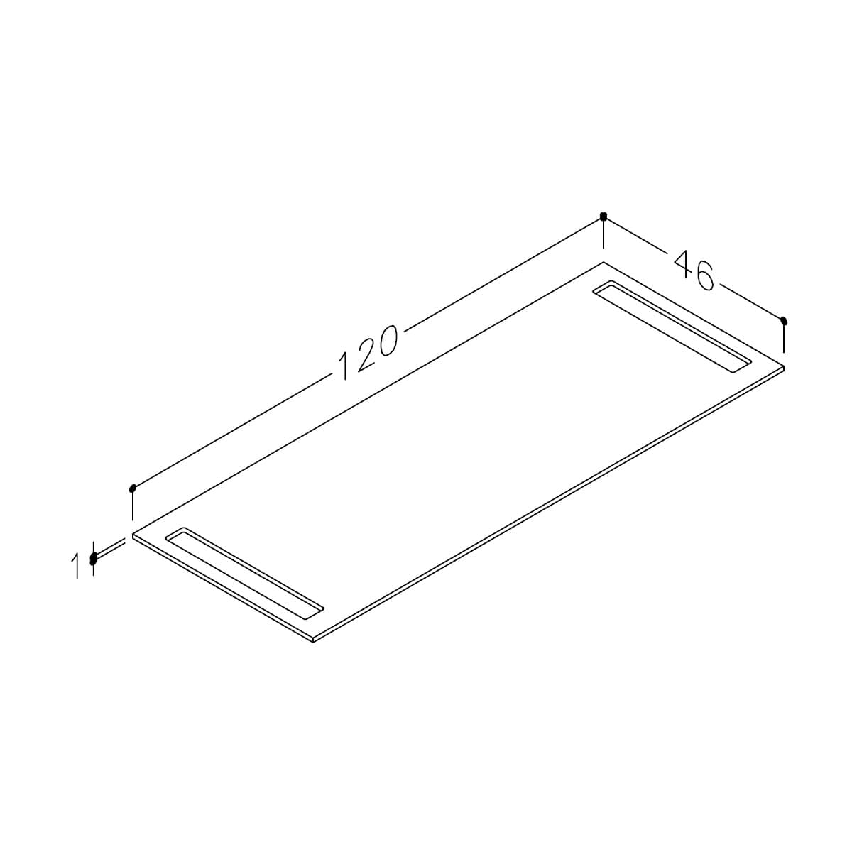 Korsbakken Benkeplate HPL med 2 håndkleholder Terrastein / 2 sider / 120cm Korsbakken Benkeplate bad KO-513582120