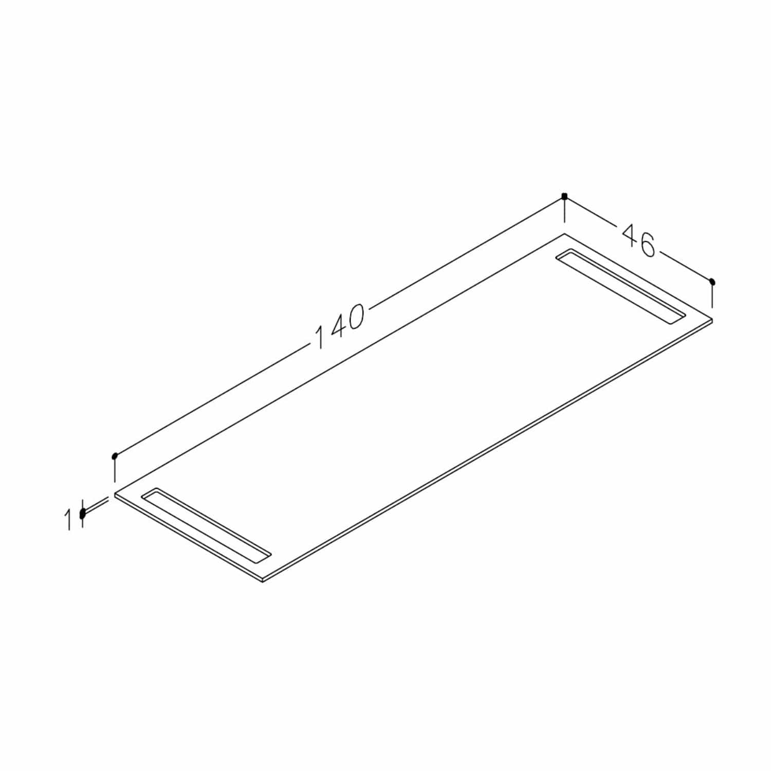 Korsbakken Benkeplate HPL med 2 håndkleholder Terrastein / 2 sider / 140cm Korsbakken Benkeplate bad KO-513582140