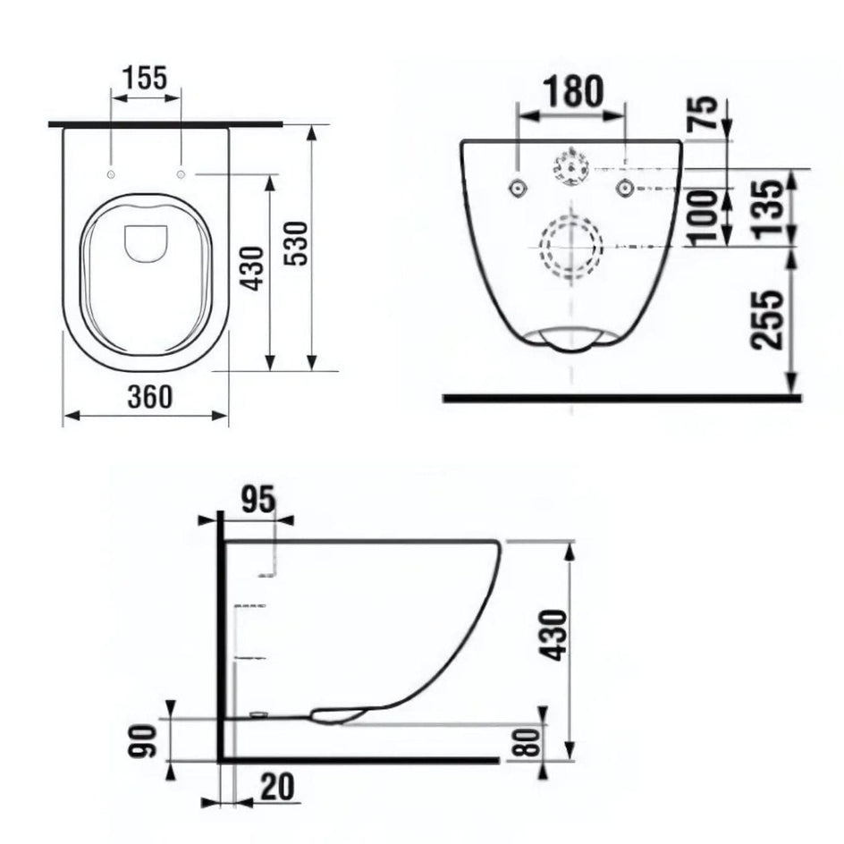 Laufen Basal Rimless Vegghengt Toalett Hvit Laufen Vegghengt toalett LA-3232751