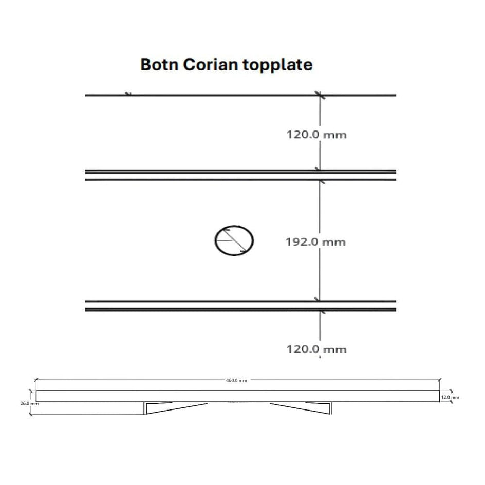 Linn Bad Corian Benkeplate for toppservant Linn Bad Benkeplate bad