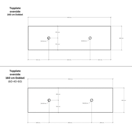 Linn Bad Corian Benkeplate for toppservant